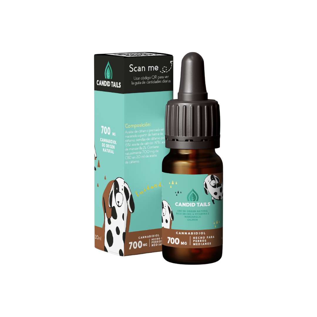 Aceite de cáñamo con 700 mg de CBD natural para perros medianos